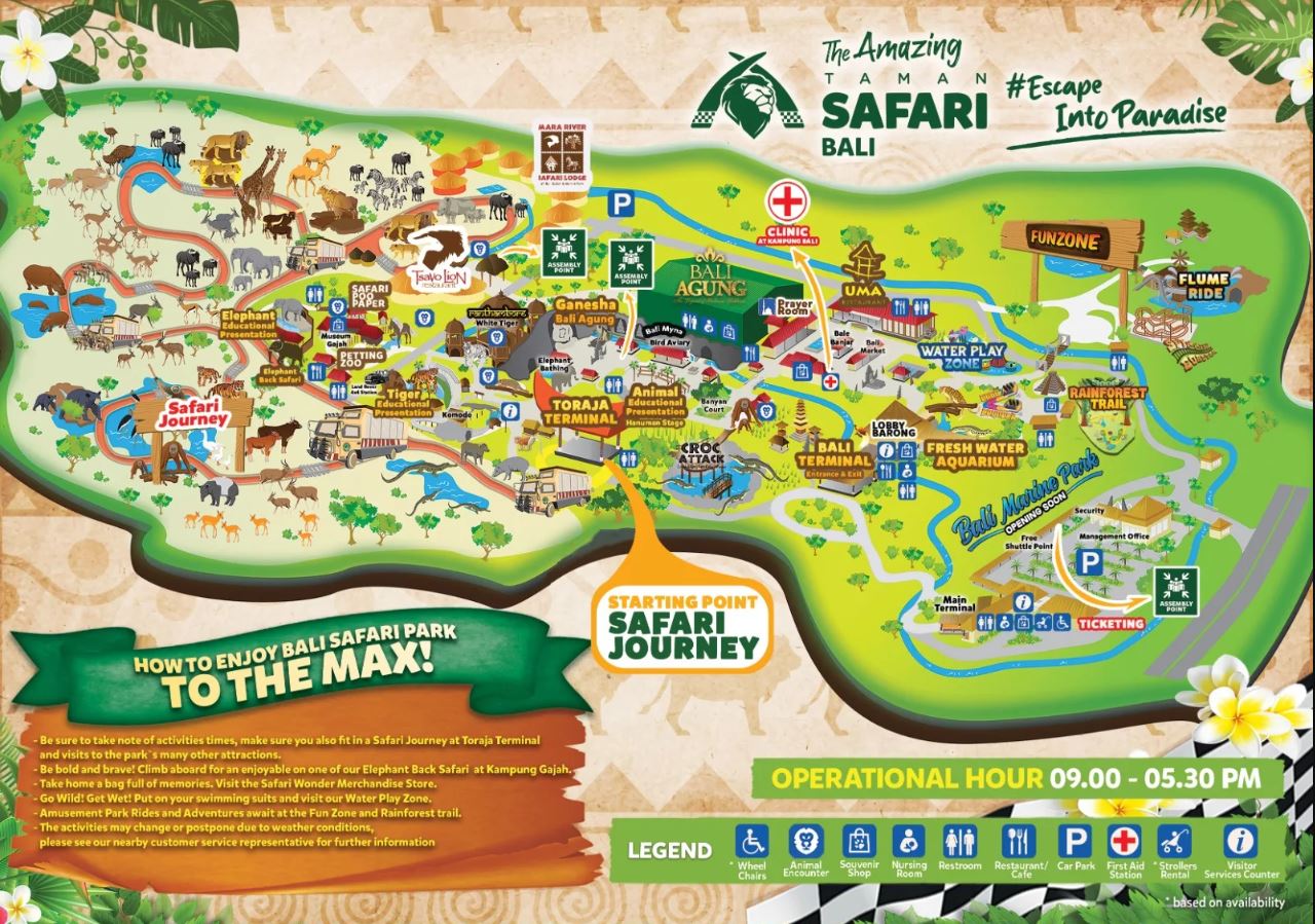 【峇里島】動物園Bali Safari，園區地圖