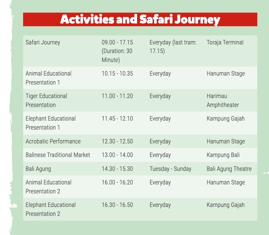 【峇里島】動物園Bali Safari，表演秀時間